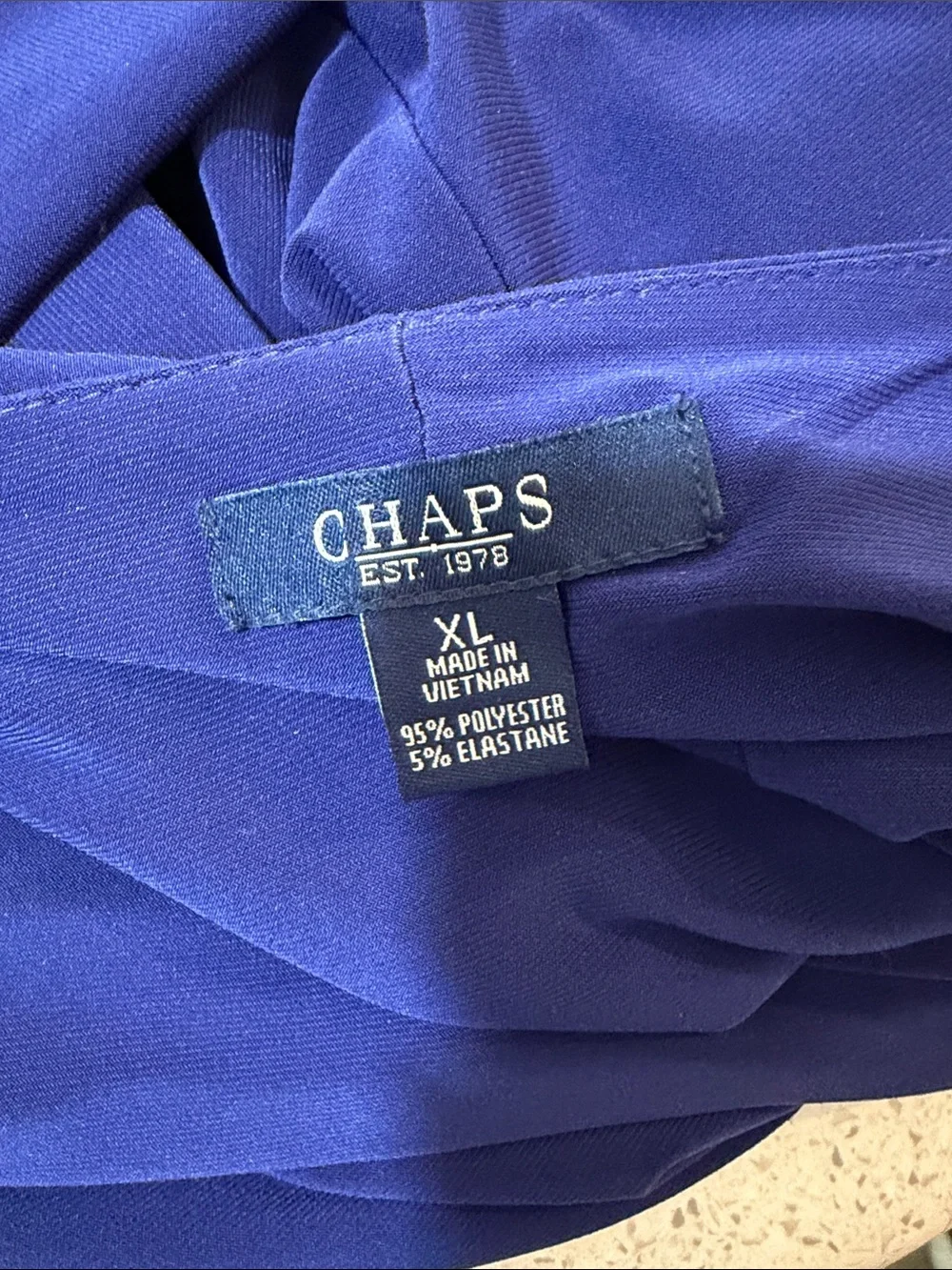CHAPS Elegant Cowl-Neck Royal Blue Dress Wedding Evening XL Stretch Formal